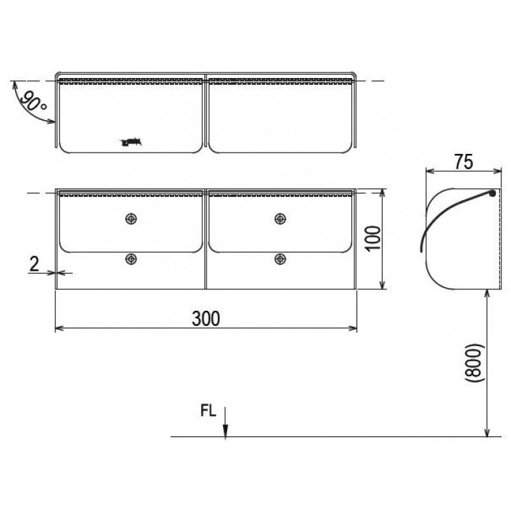 Bản vẽ kỹ thuật hộp Đựng Giấy Vệ Sinh Inax CFV-11W