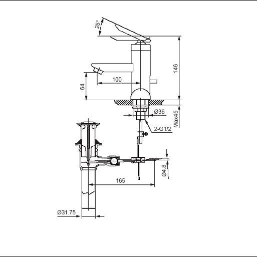 Bản vẽ kỹ thuật vòi Lavabo Inax LFV-4000S