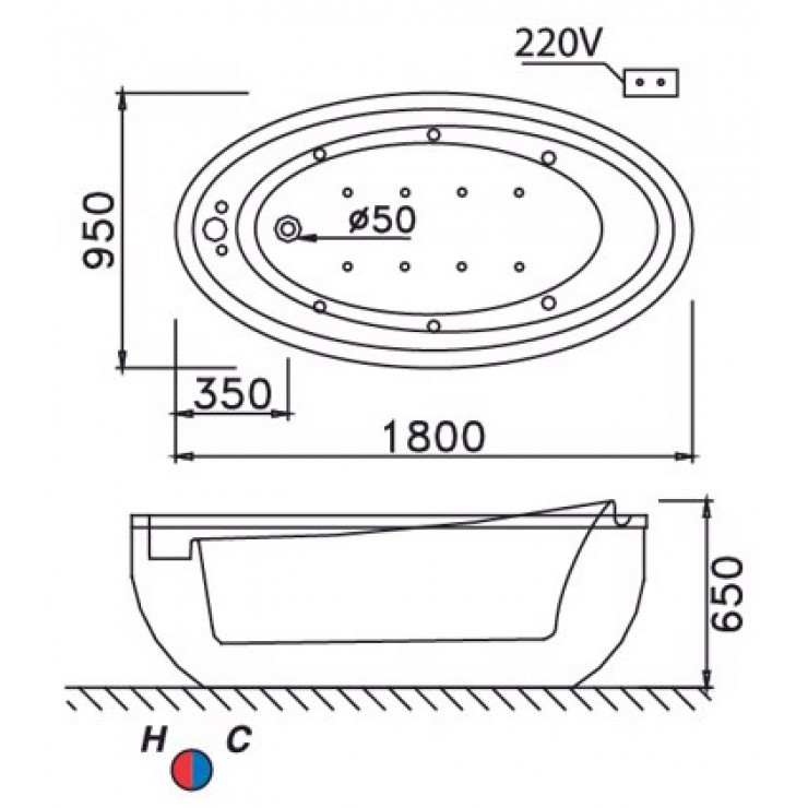 Bản vẽ bồn tắm lập thể AT6480 