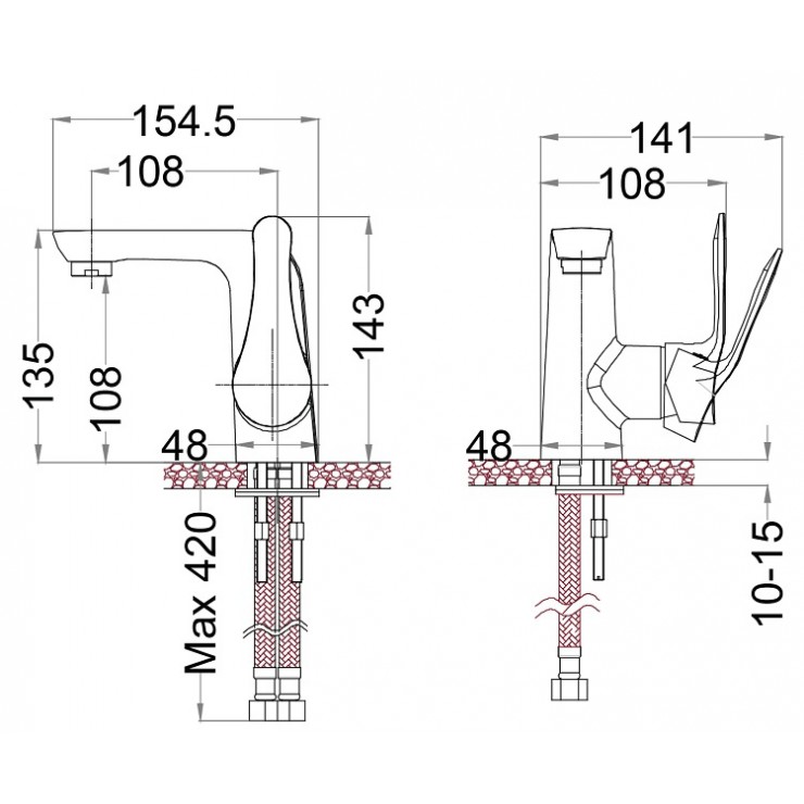Bản vẽ kích thước vòi chậu rửa mặt Caesar B740CU